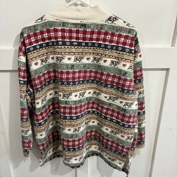 Vintage Erika & Company Farm Print Mock Neck Sweatshirt - Picture 7 of 8